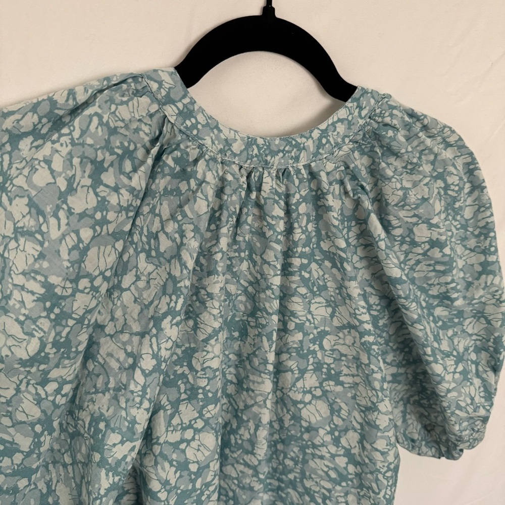 House Of Harlow 1960 Martine Seafoam Print Puff Balloon Shirt Sleeve Size M - Picture 4 of 11